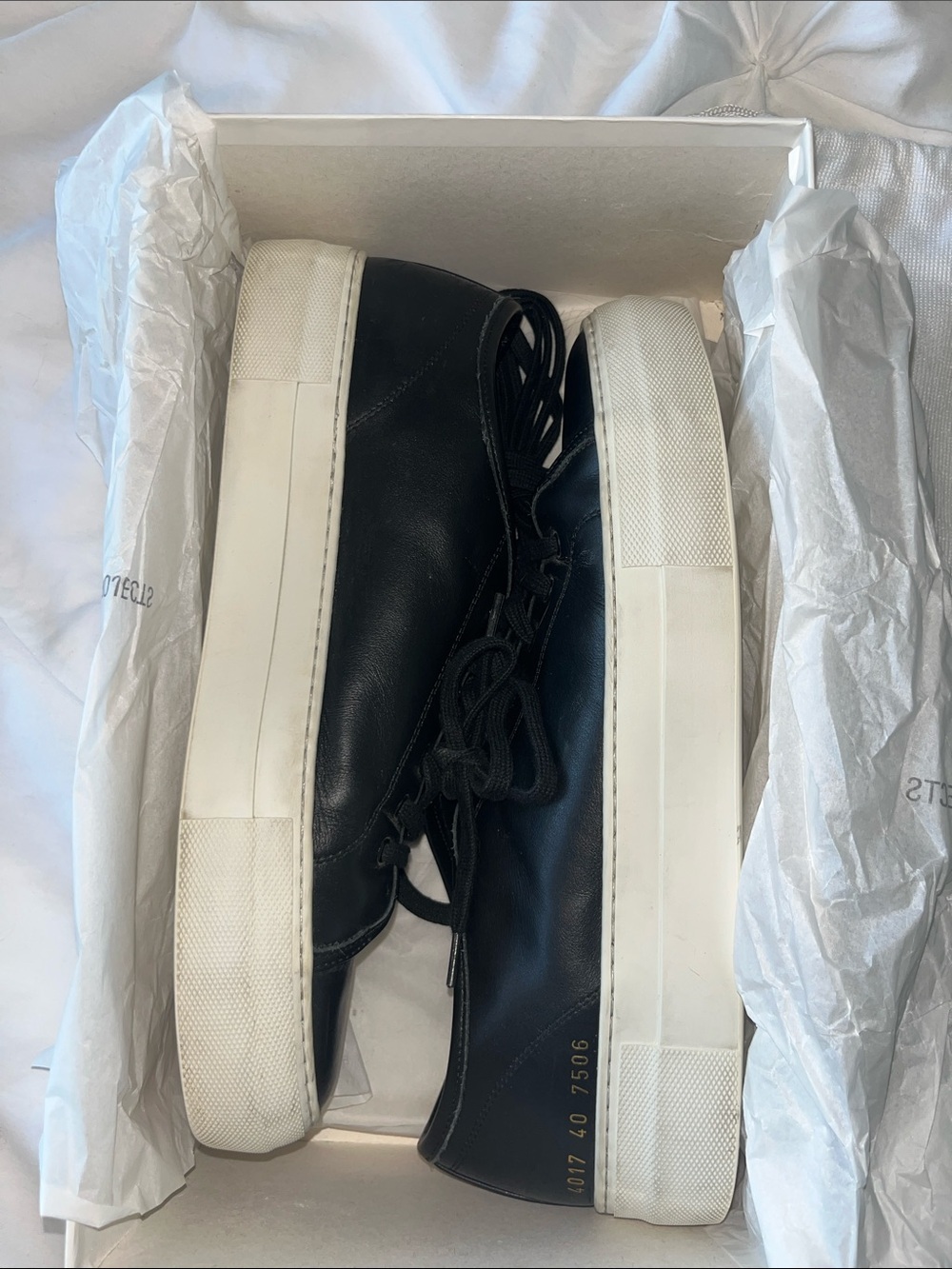 Common Projects Tournament Low Black Leather Sneakers | Box & Dust Bag | Size 40 - Picture 13 of 13